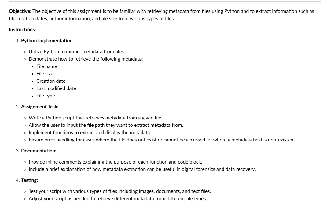 Objective: The objective of this assignment is to