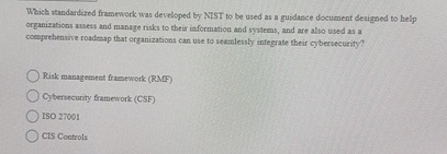 Which itandardared framework was developed by