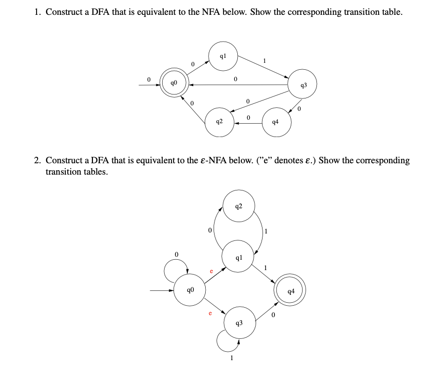 Construct a DFA that is equivalent to the NFA