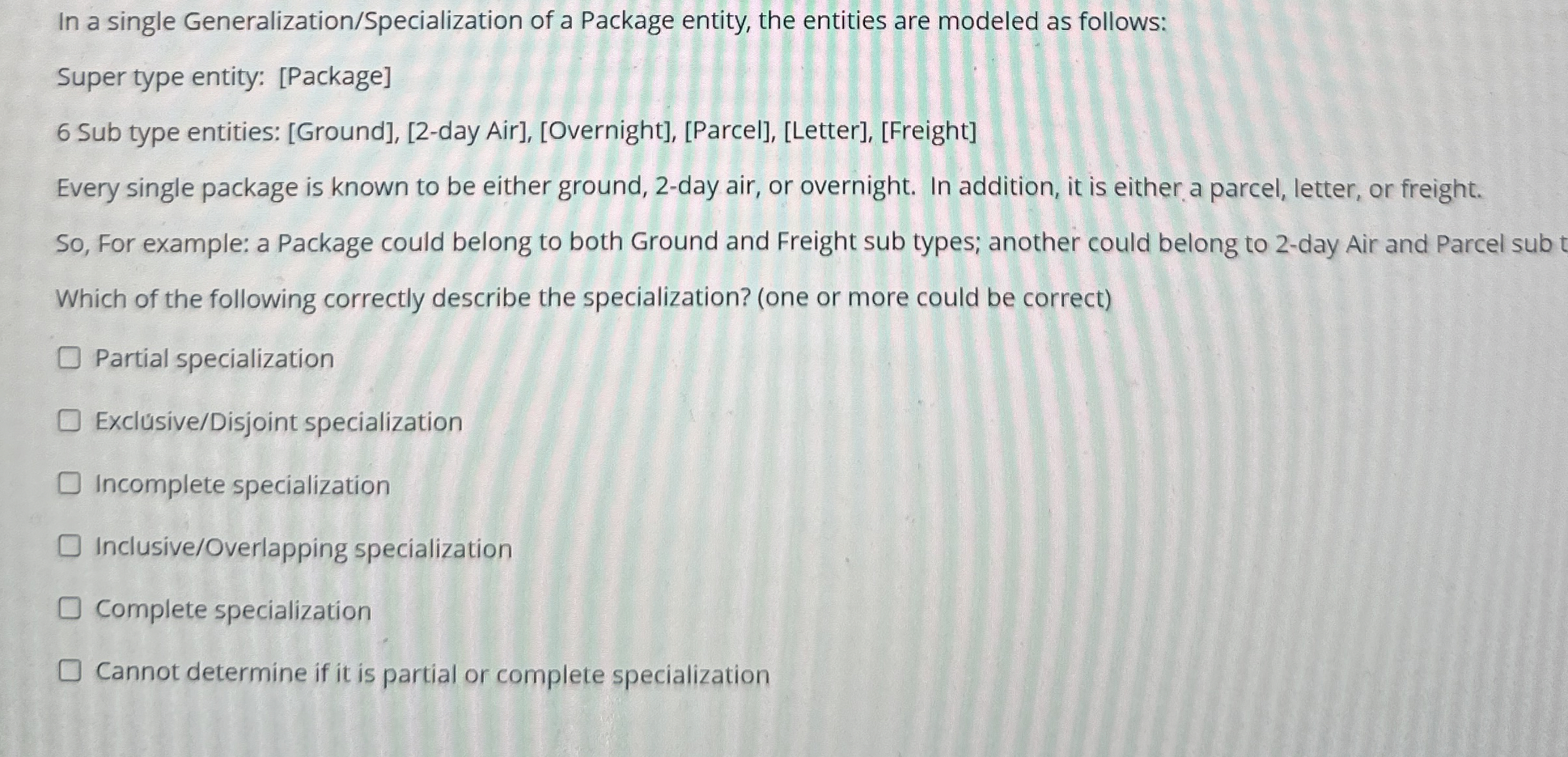 Each RateSet contains ( one or more choices could