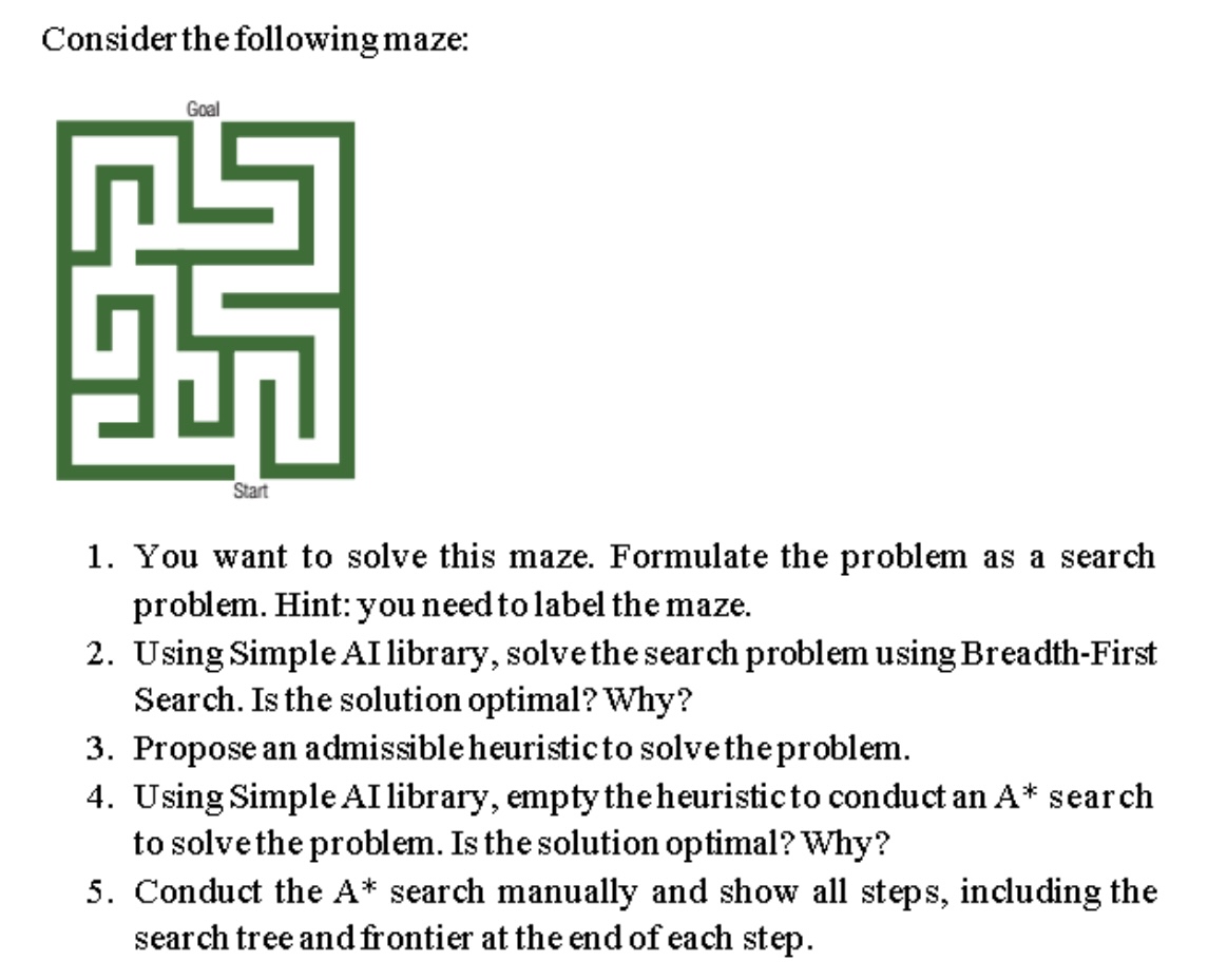 Consider the following maze: 1 . You want to