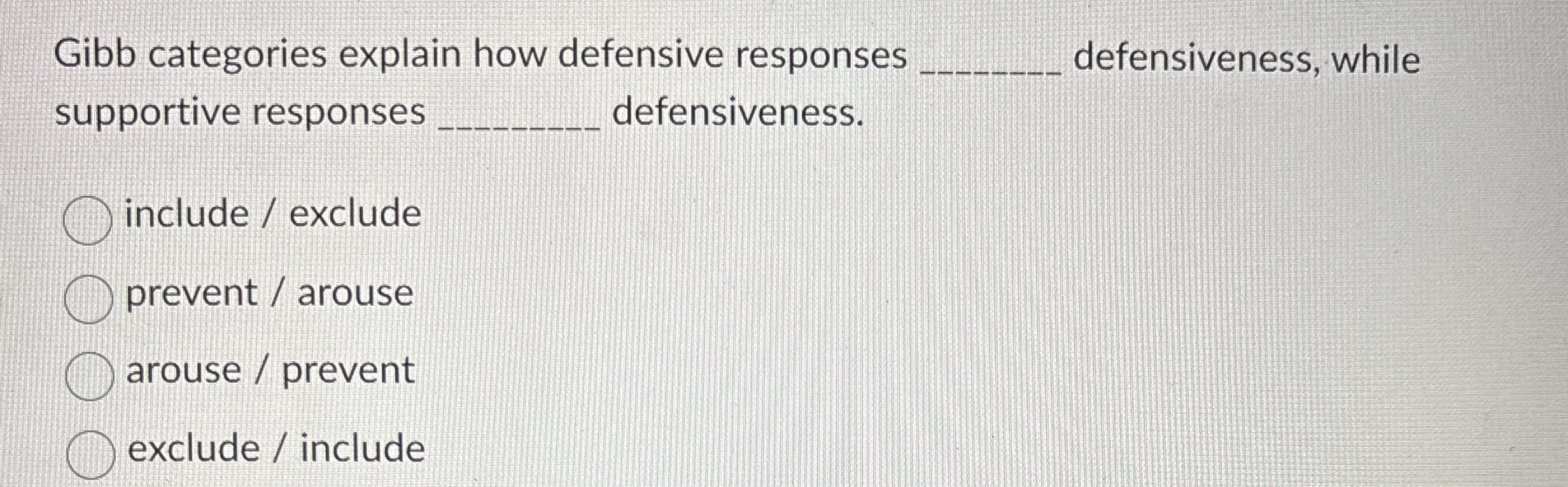 Gibb categories explain how defensive responses q