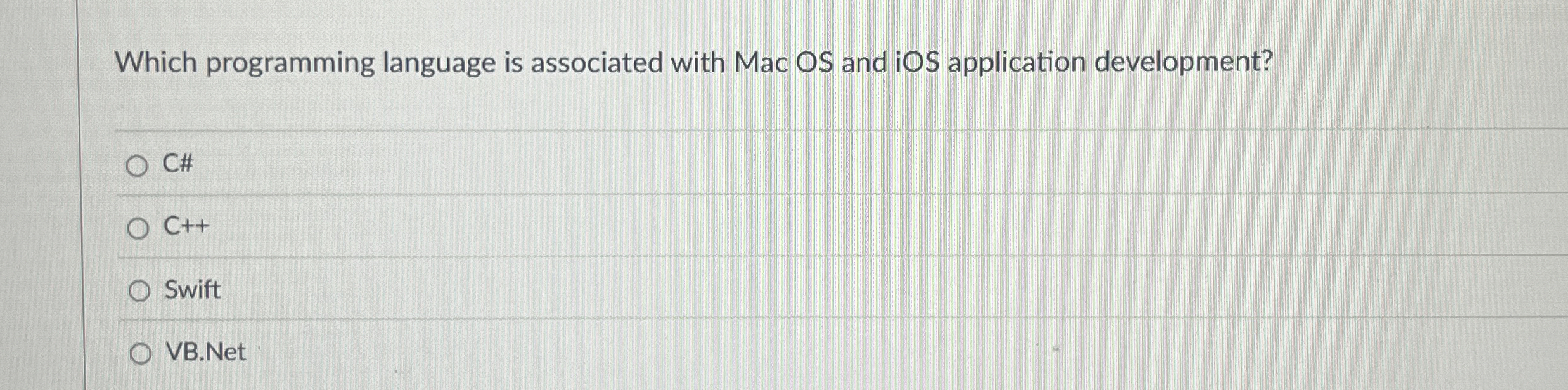 Which programming language is associated with Mac