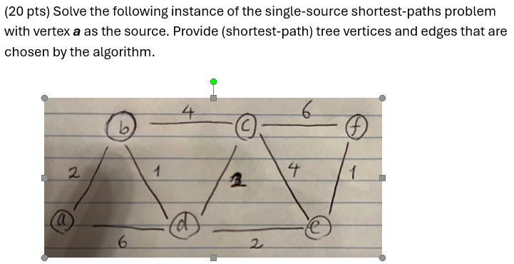 ( 2 0 pts ) Solve the following instance of the