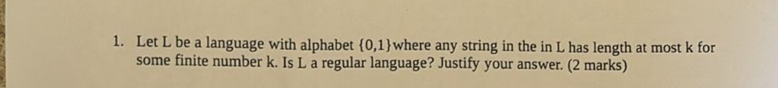 Let L be a language with alphabet { 0 , 1 } where