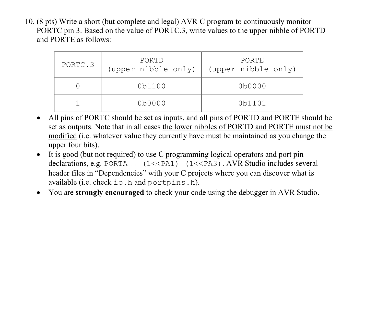 ( 8 pts ) Write a short ( but complete and legal