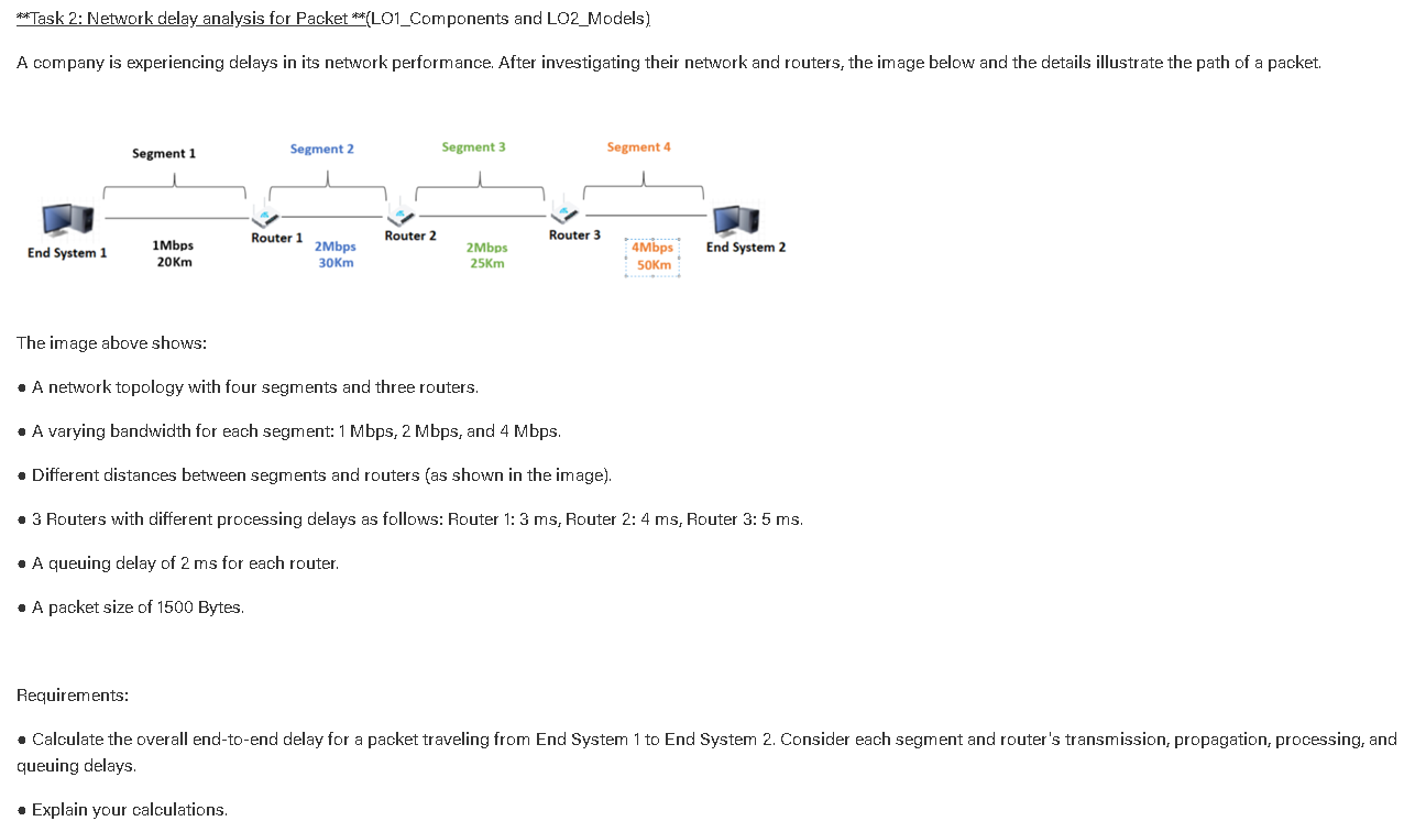 * * Task 2 : Network delay analysis for Packet *