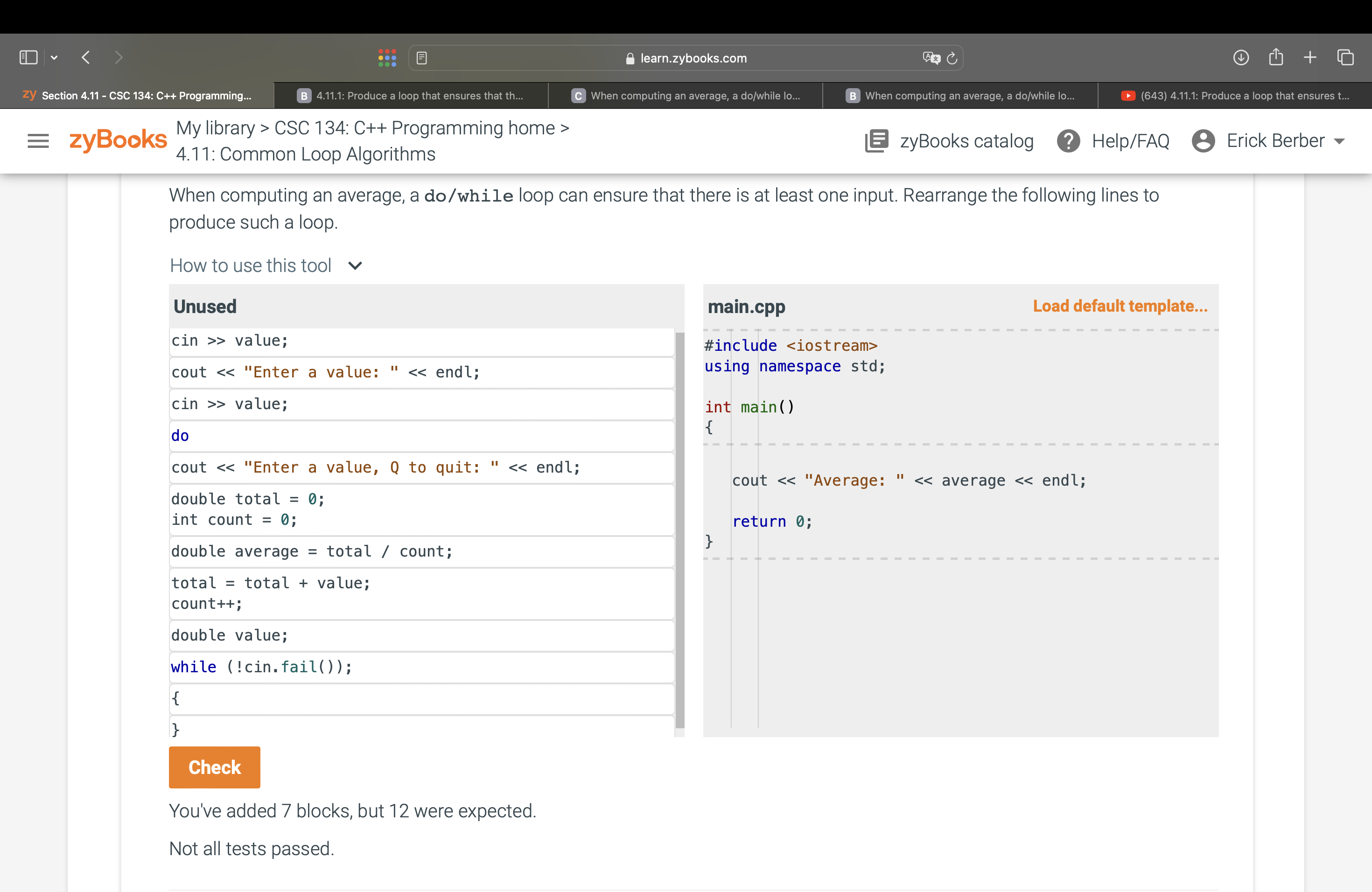When computing an average, a do / while loop can