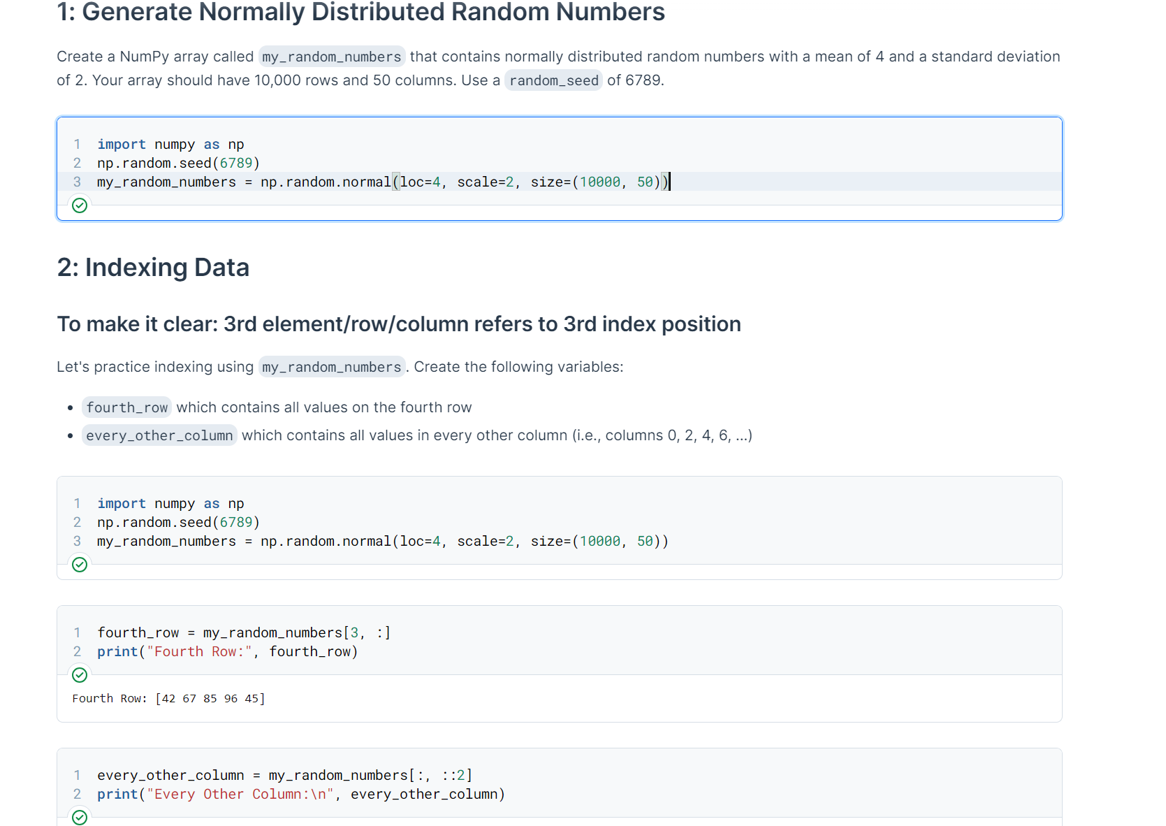 My code is returning a " ok " for question 1 and