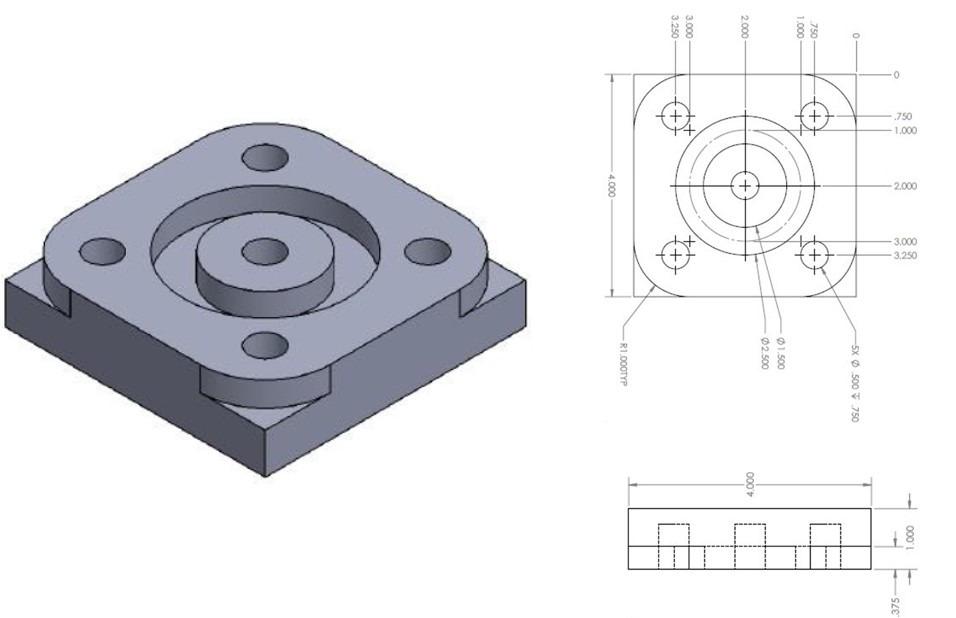 Write an NC program for the following design, and