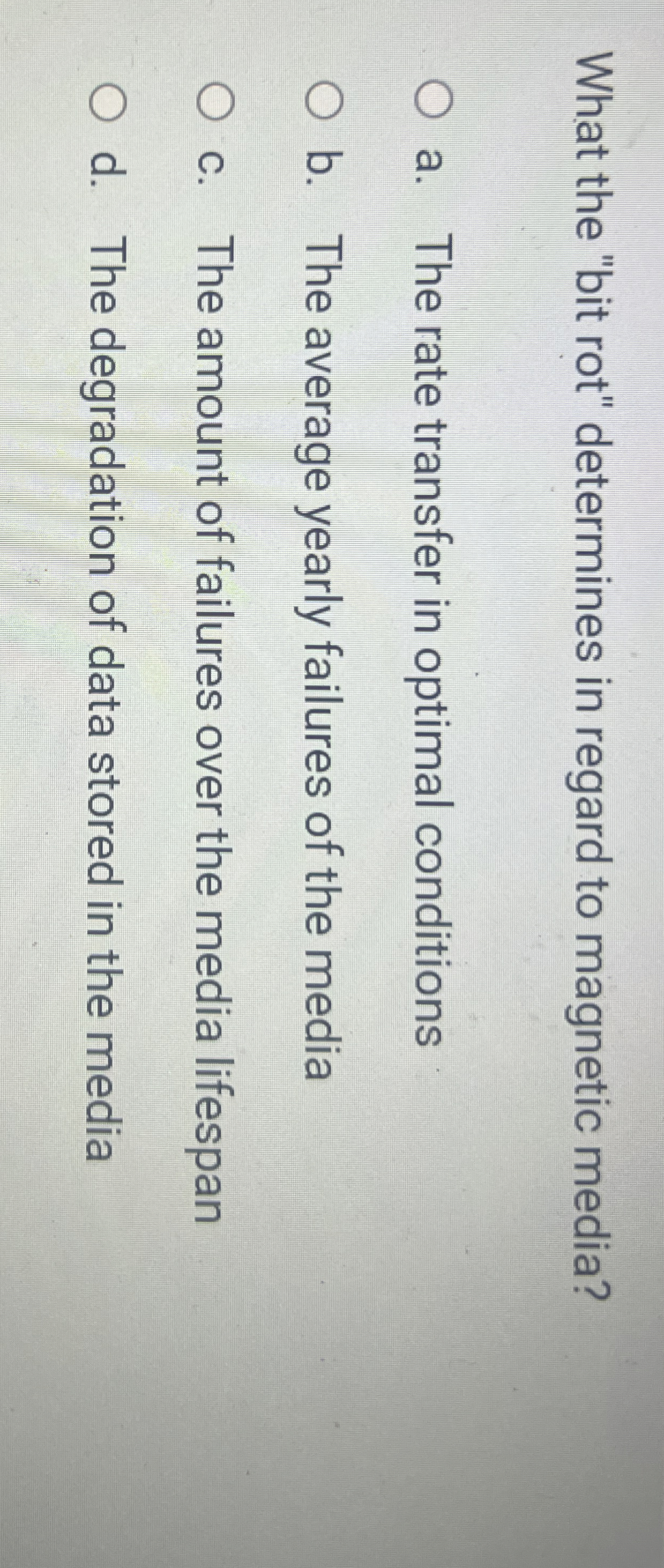 What the "bit rot" determines in regard to