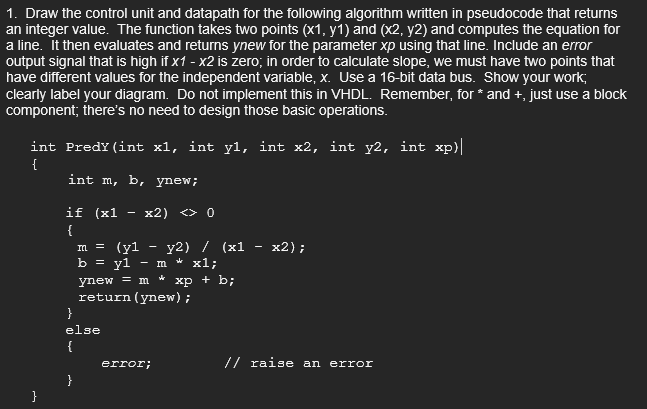 Draw the control unit and datapath for the