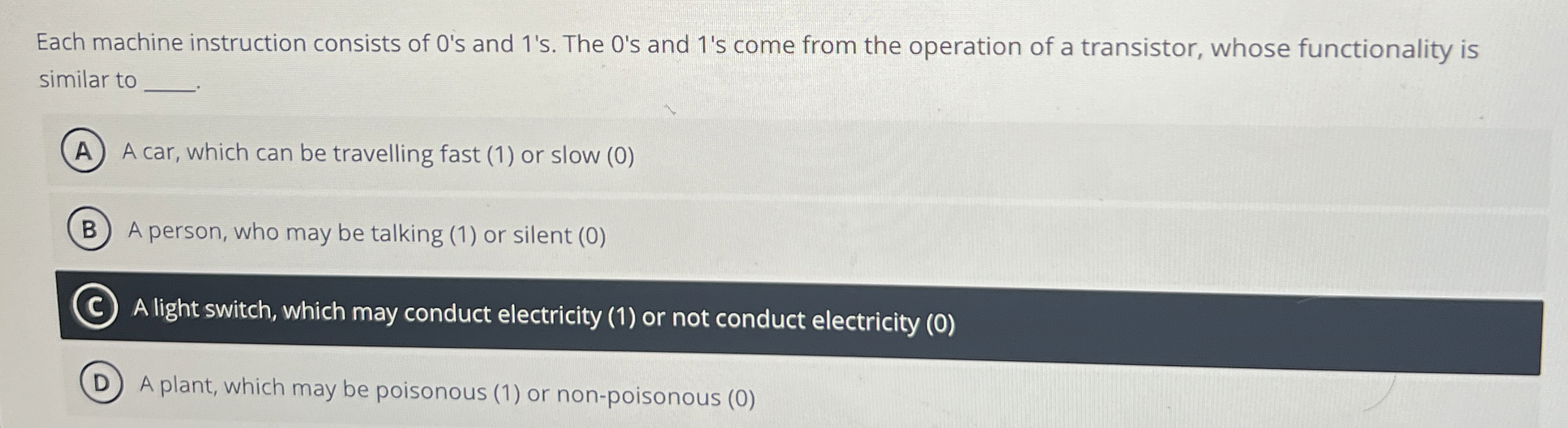 Each machine instruction consists of 0 ' s and 1