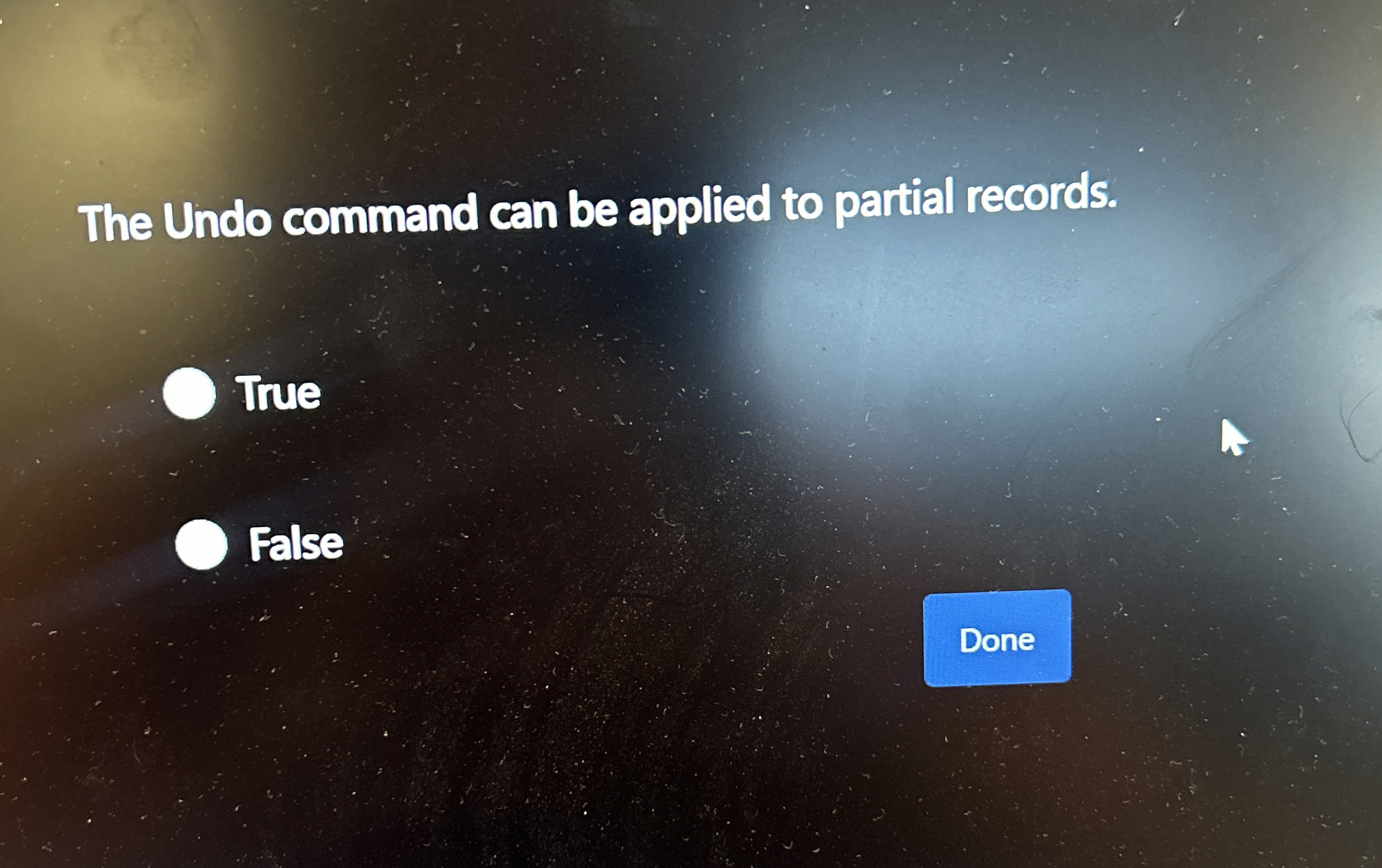 The Undo command can be applied to partial