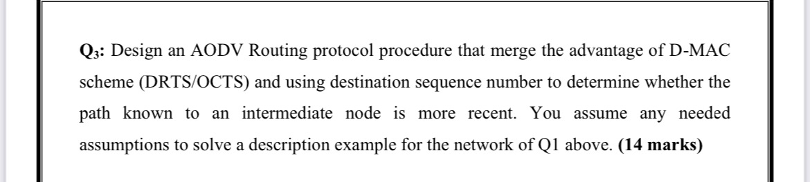 Q ? 3 : Design an AODV Routing protocol procedure