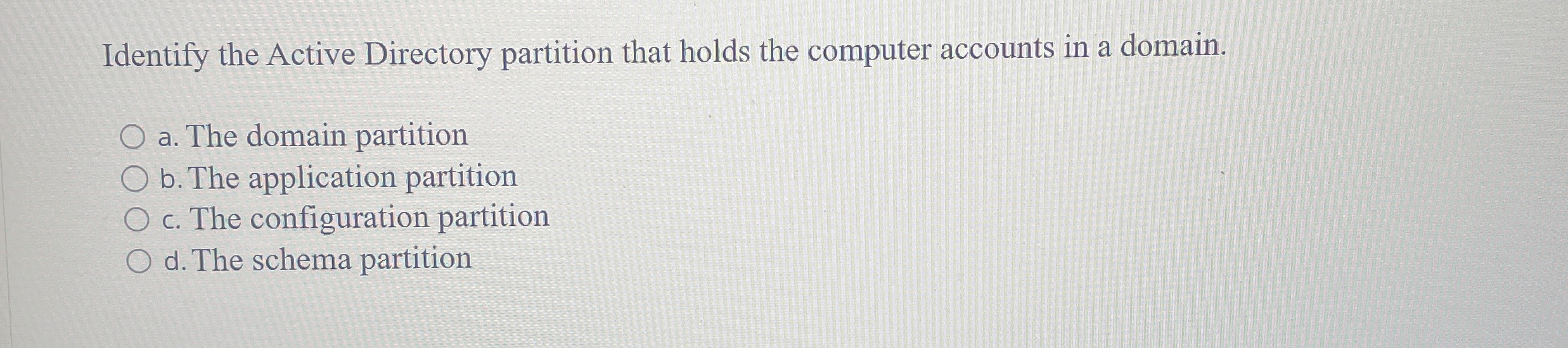 Identify the Active Directory partition that