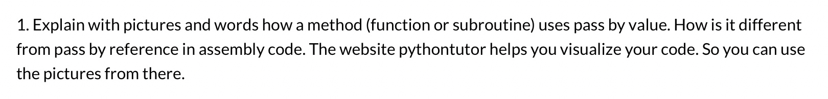 Explain with pictures and words how a method (