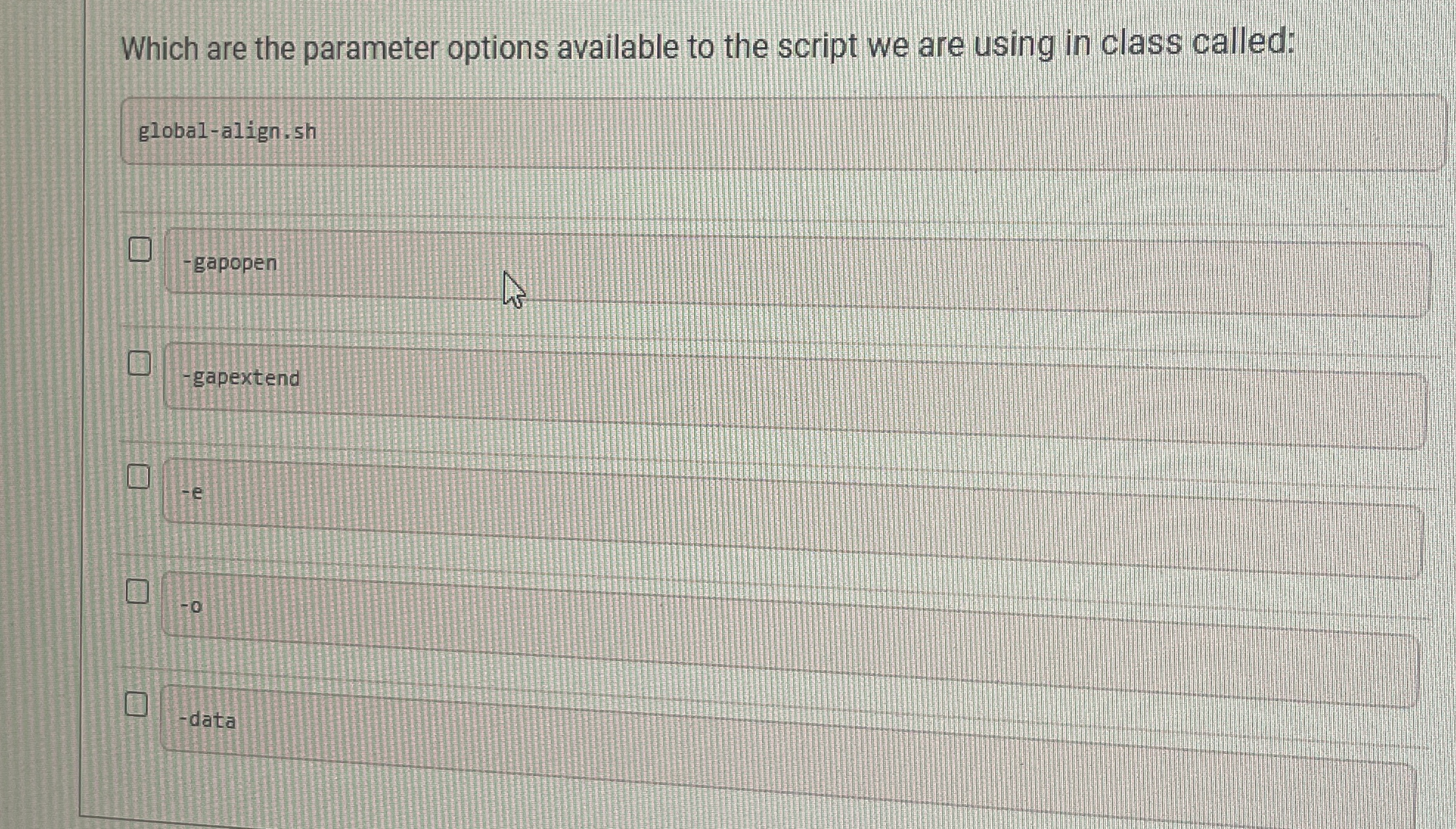 Which are the parameter options available to the