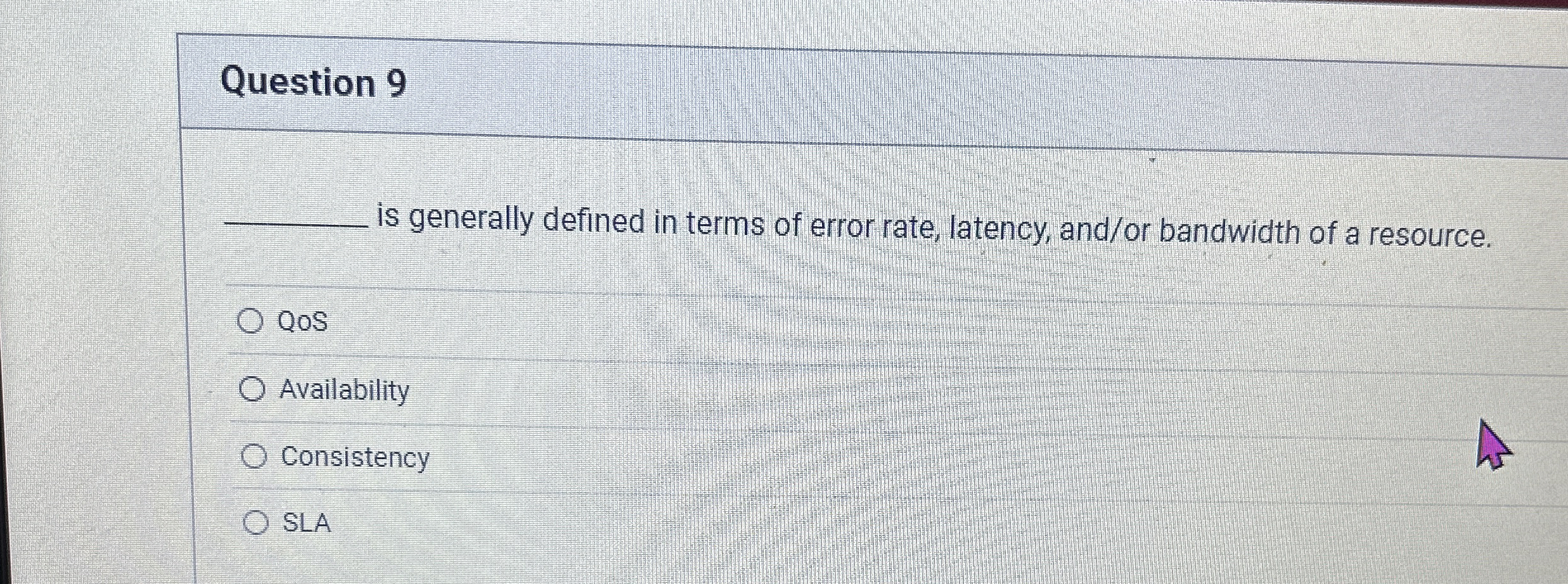 Question 9 is generally defined in terms of error