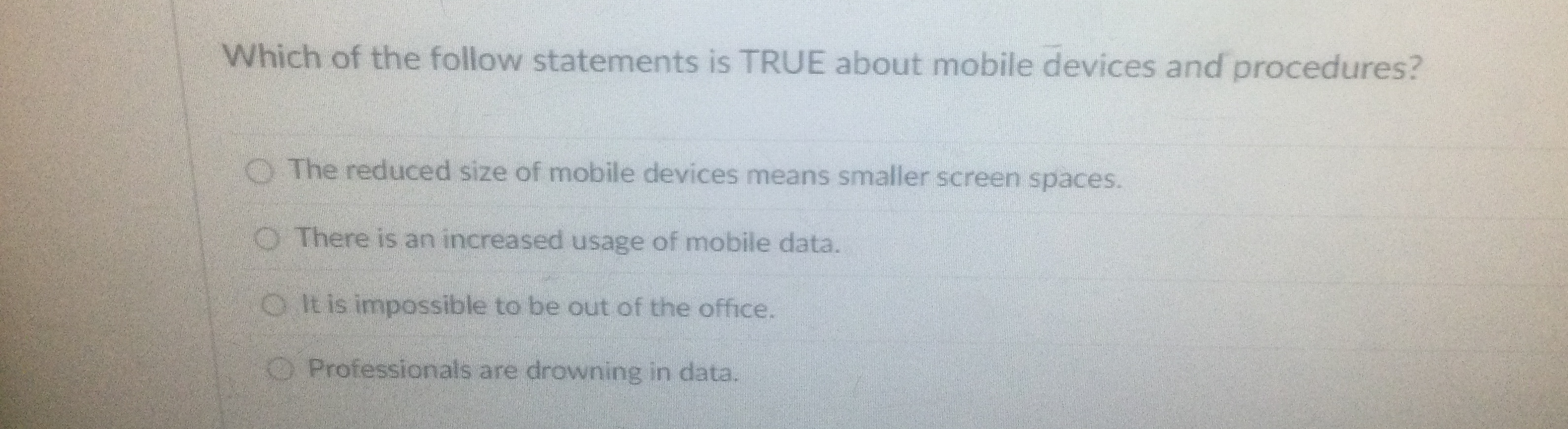 Which of the follow statements is TRUE about