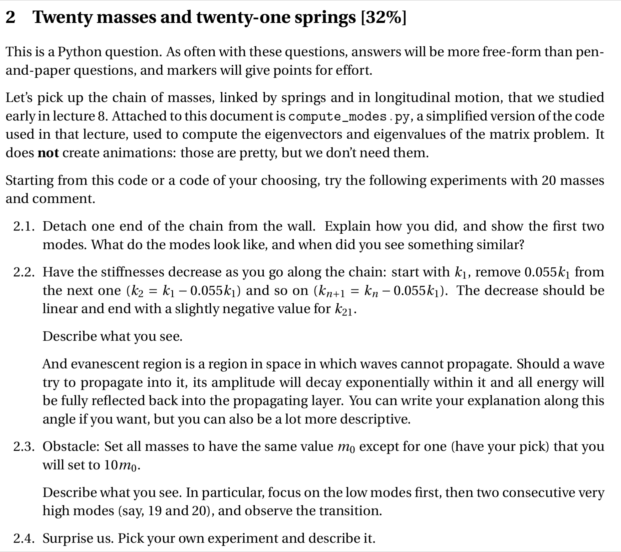 2 Twenty masses and twenty - one springs [ 3 2 \