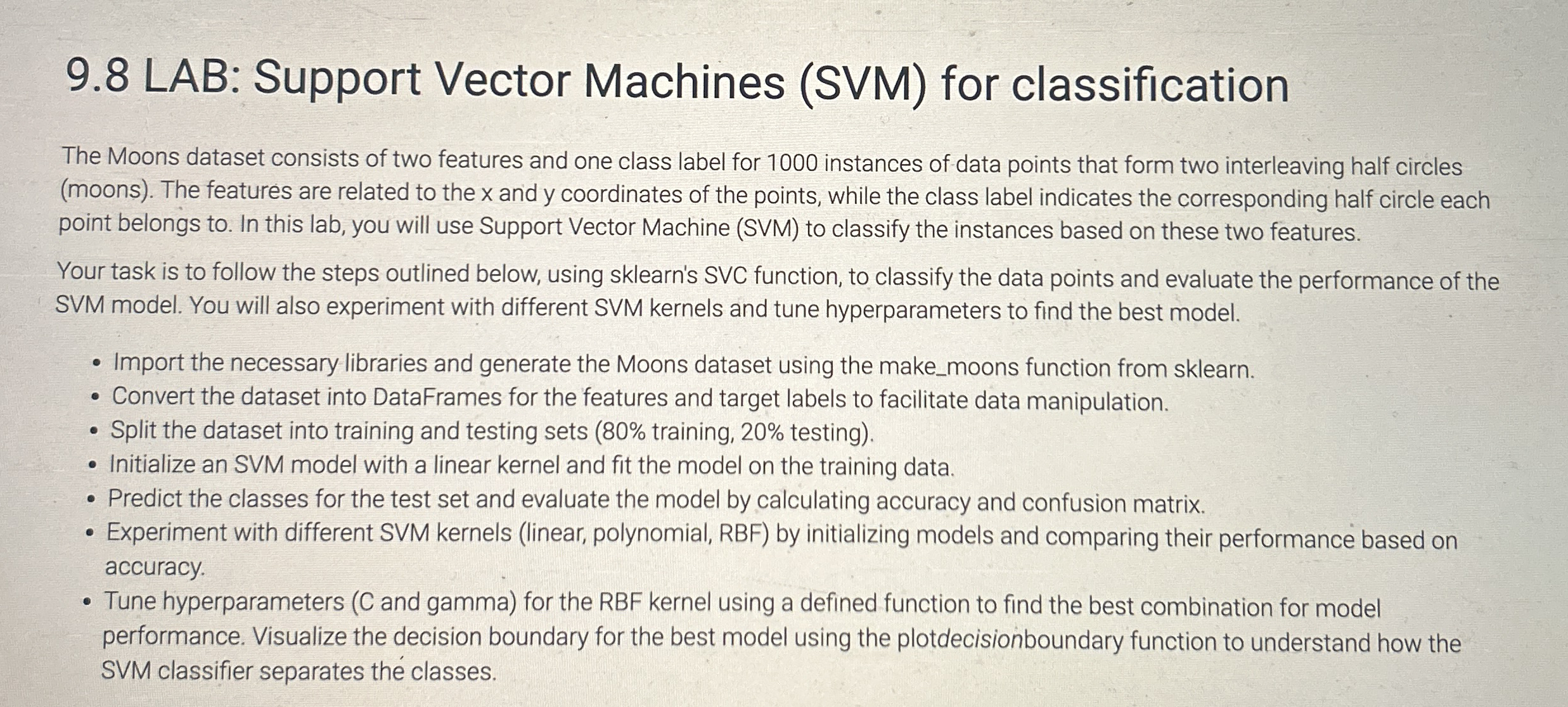 9 . 8 LAB: Support Vector Machines ( SVM ) for