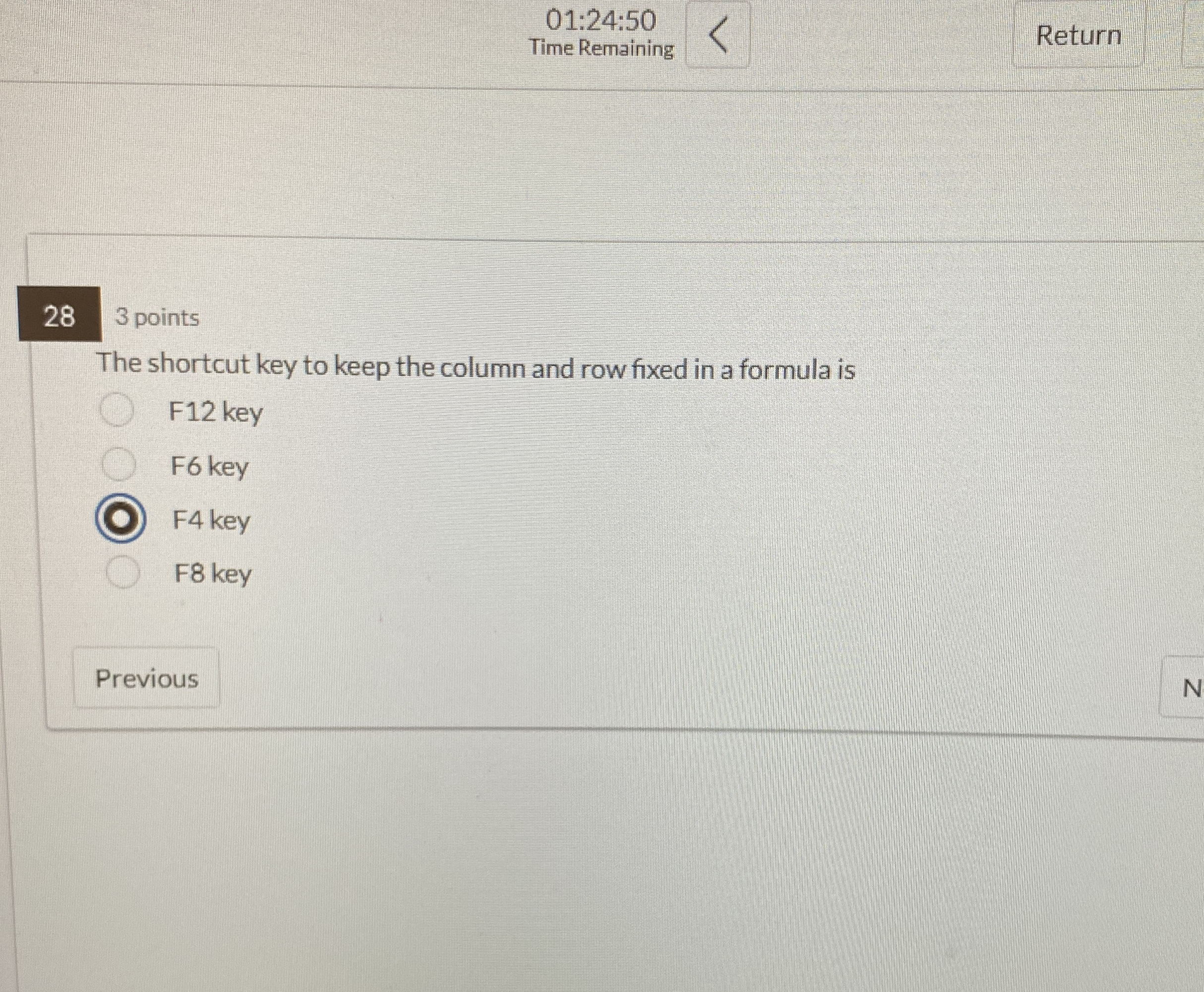 0 1 : 2 4 : 5 0 Time Remaining Return 3 points