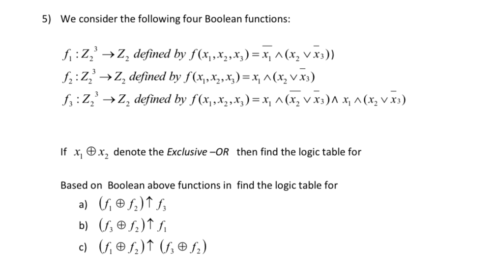 We consider the following four Boolean functions: