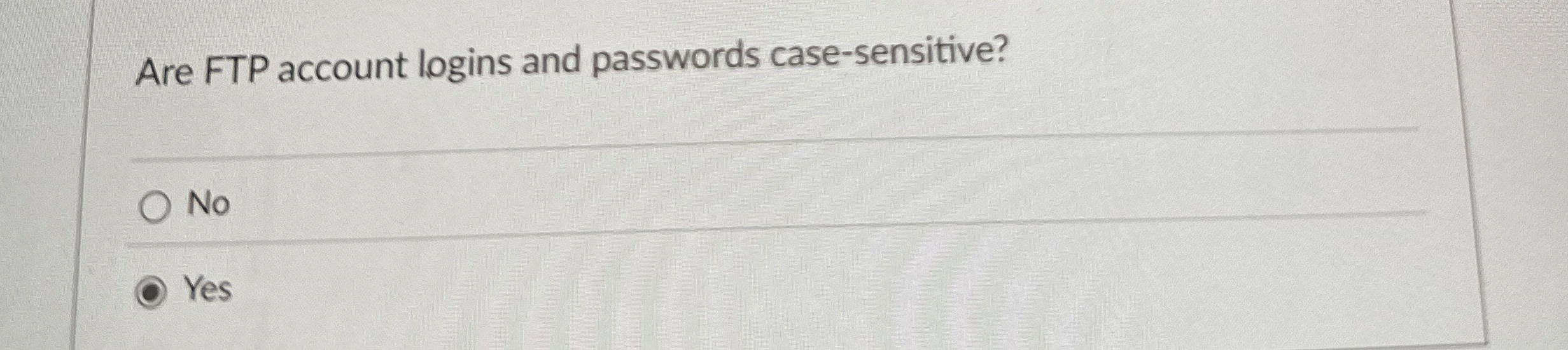 Are FTP account logins and passwords case -