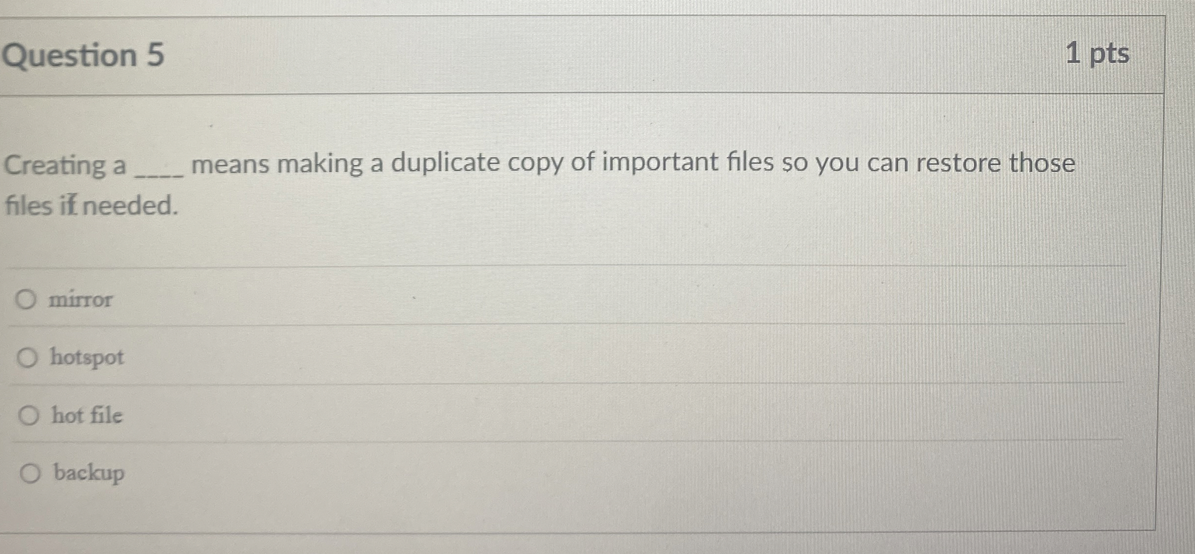 Question 5 Creating a means making a duplicate