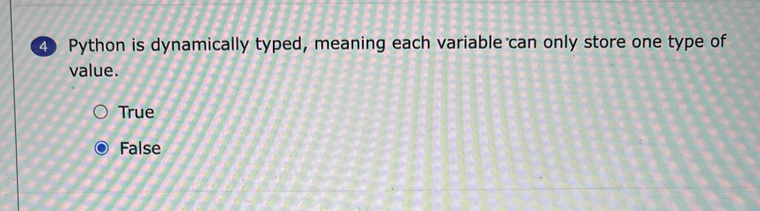 Python is dynamically typed, meaning each