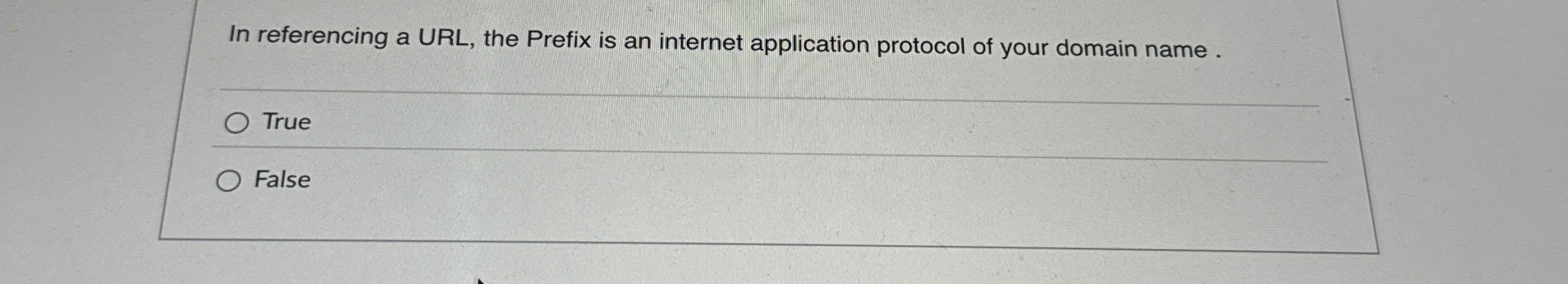In referencing a URL, the Prefix is an internet