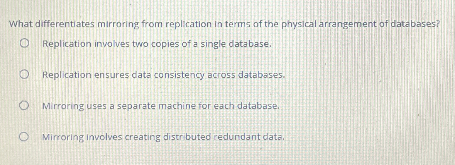 What differentiates mirroring from replication in