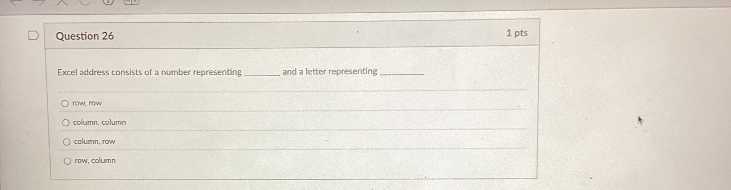 Question 2 6 Excel address consists of a number