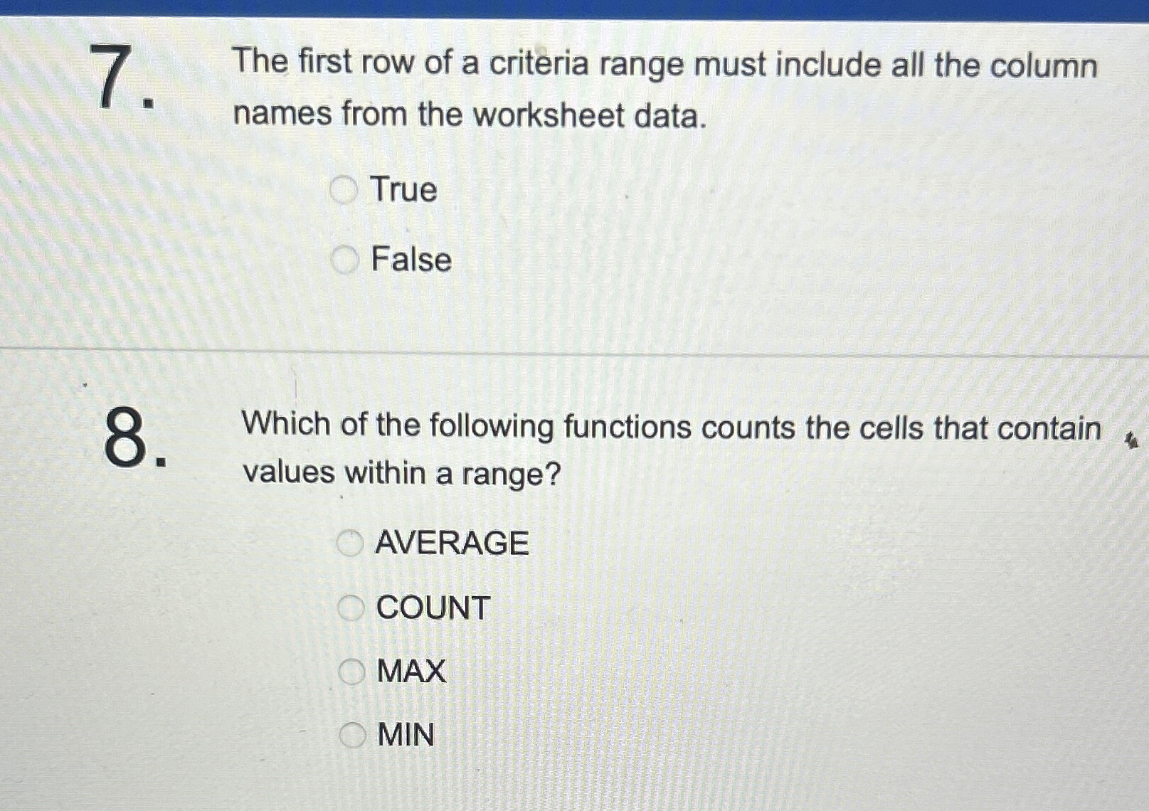 The first row of a criteria range must include
