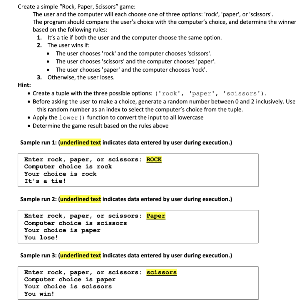Create a simple "Rock, Paper, Scissors" game: The