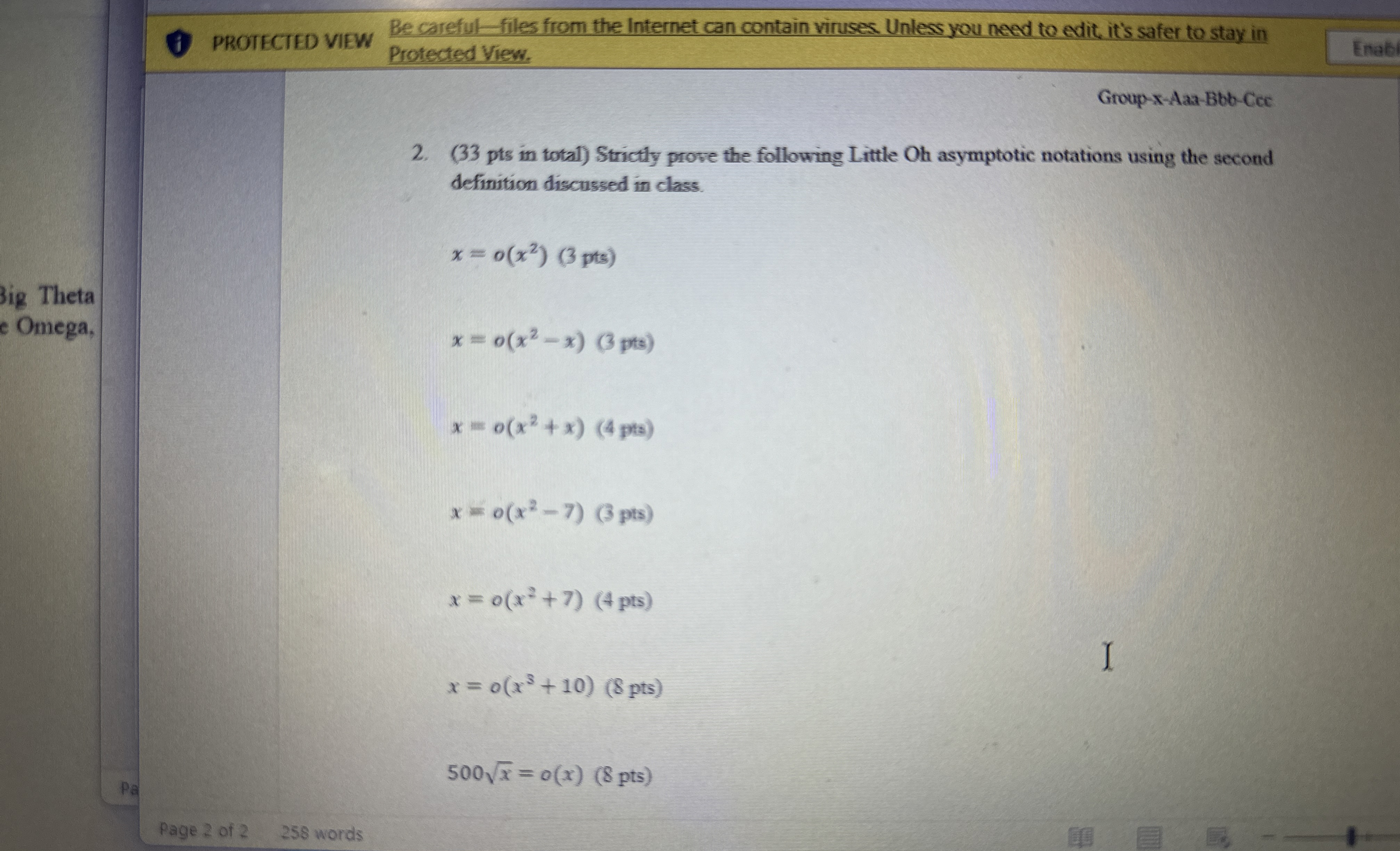 ( 3 3 pts in total ) Strictly prove the following