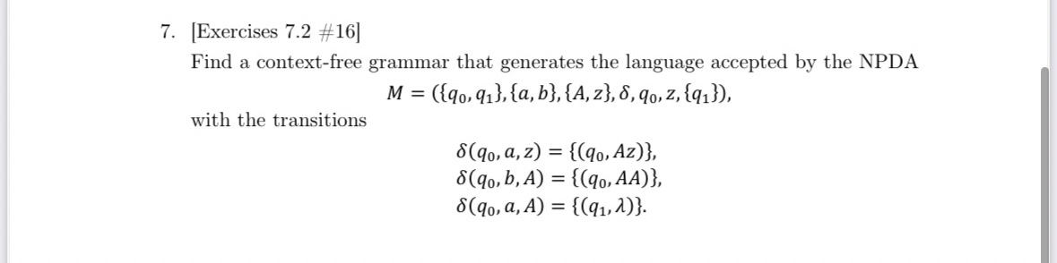 [ Exercises 7 . 2 # 1 6 Find a context - free