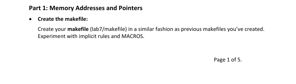 Part 1 : Memory Addresses and Pointers - Create