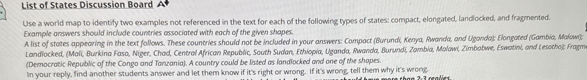 List of States Discussion Board Use a world map