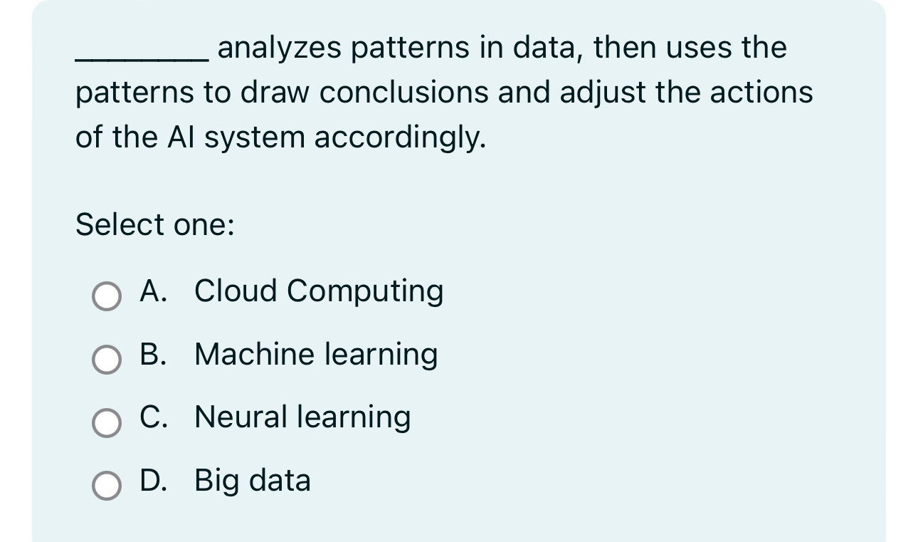 analyzes patterns in data, then uses the patterns