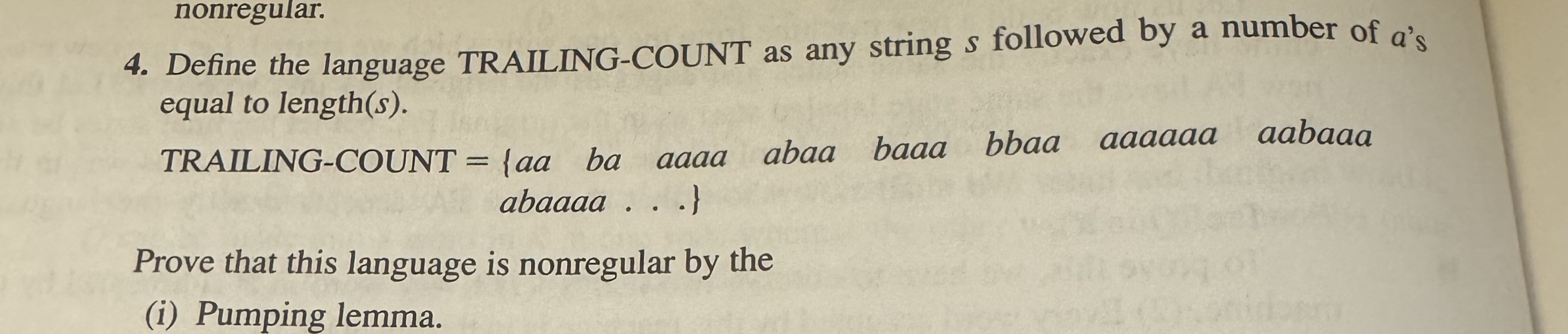 Define the language TRAILING - COUNT as any