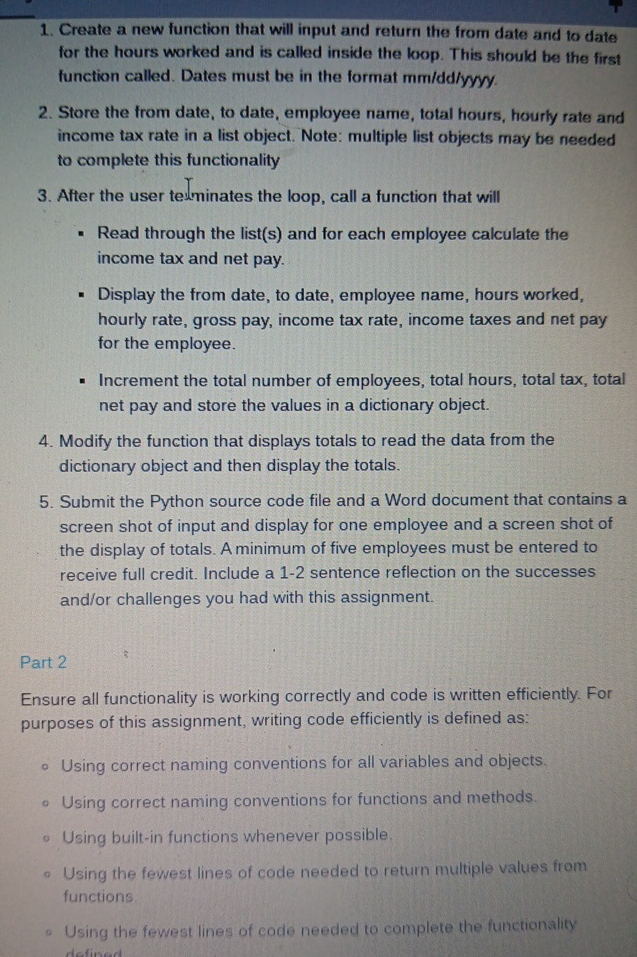Create a new function that will input and return