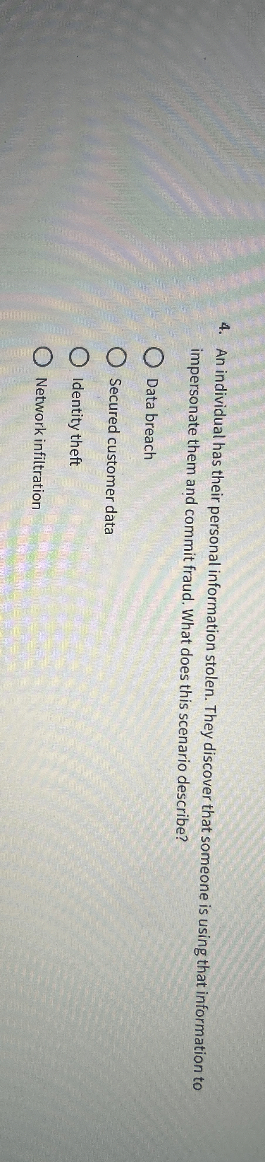 An individual has their personal information