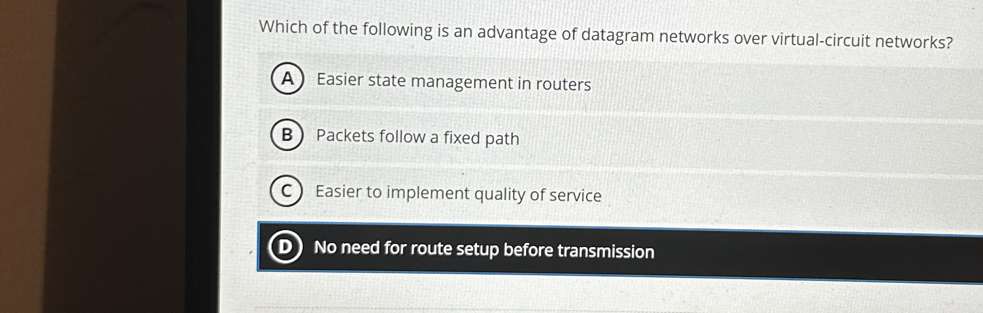 Which of the following is an advantage of