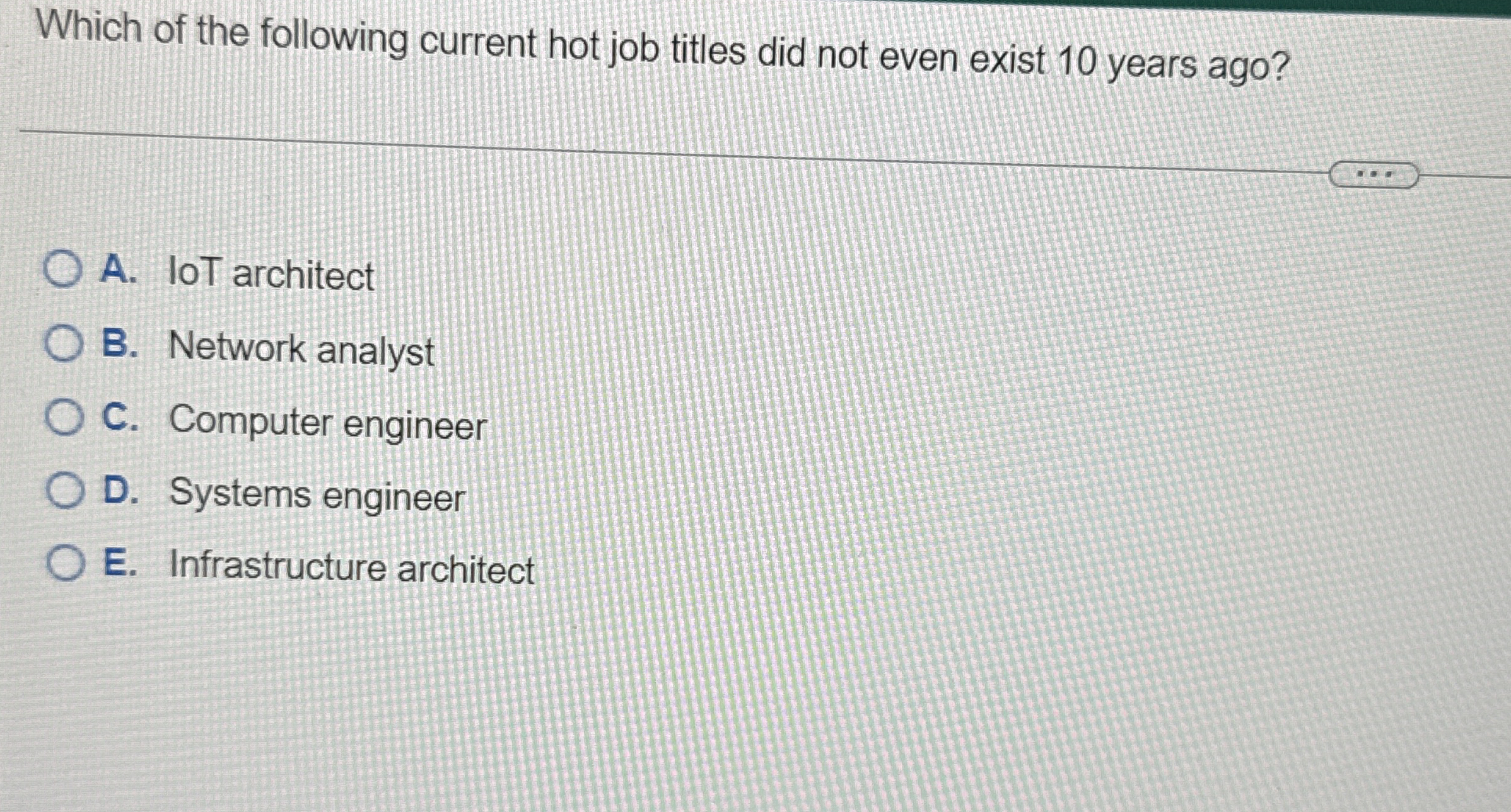 Which of the following current hot job titles did