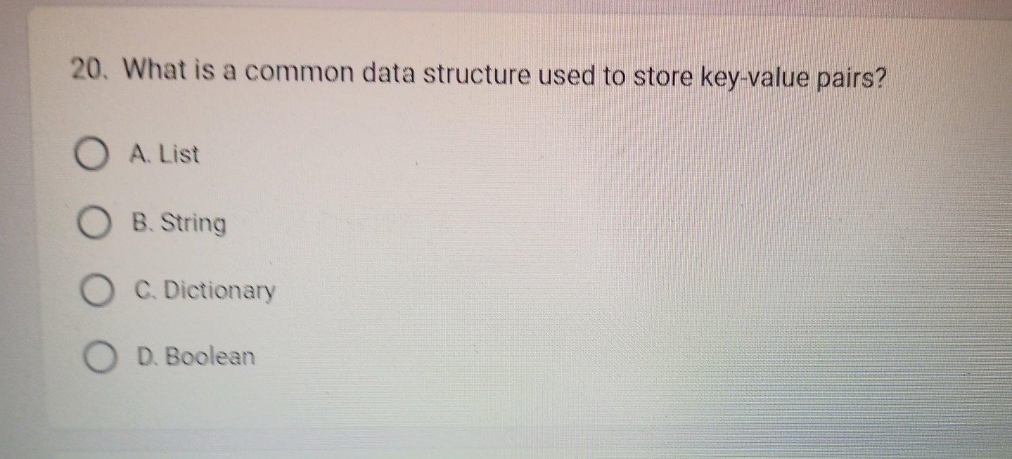 What is a common data structure used to store key
