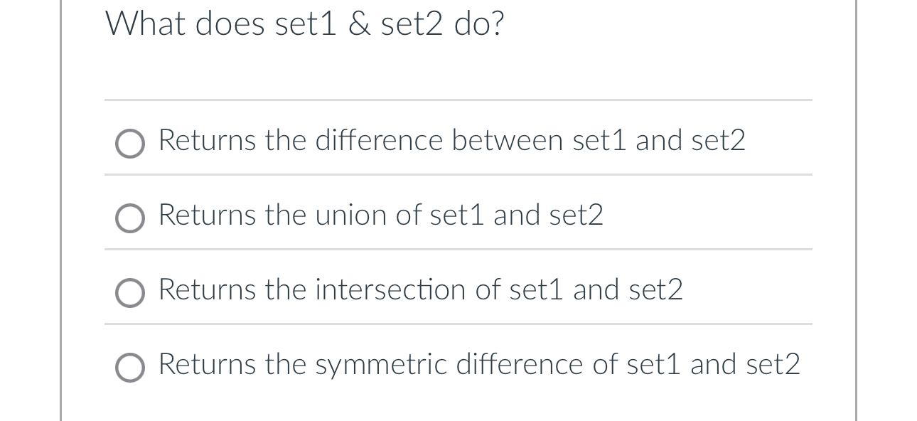 What does set 1 & set 2 do ? Returns the