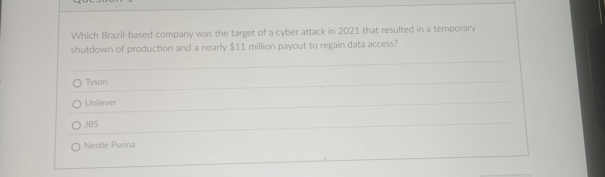 Which Brazil - based company was the target of a