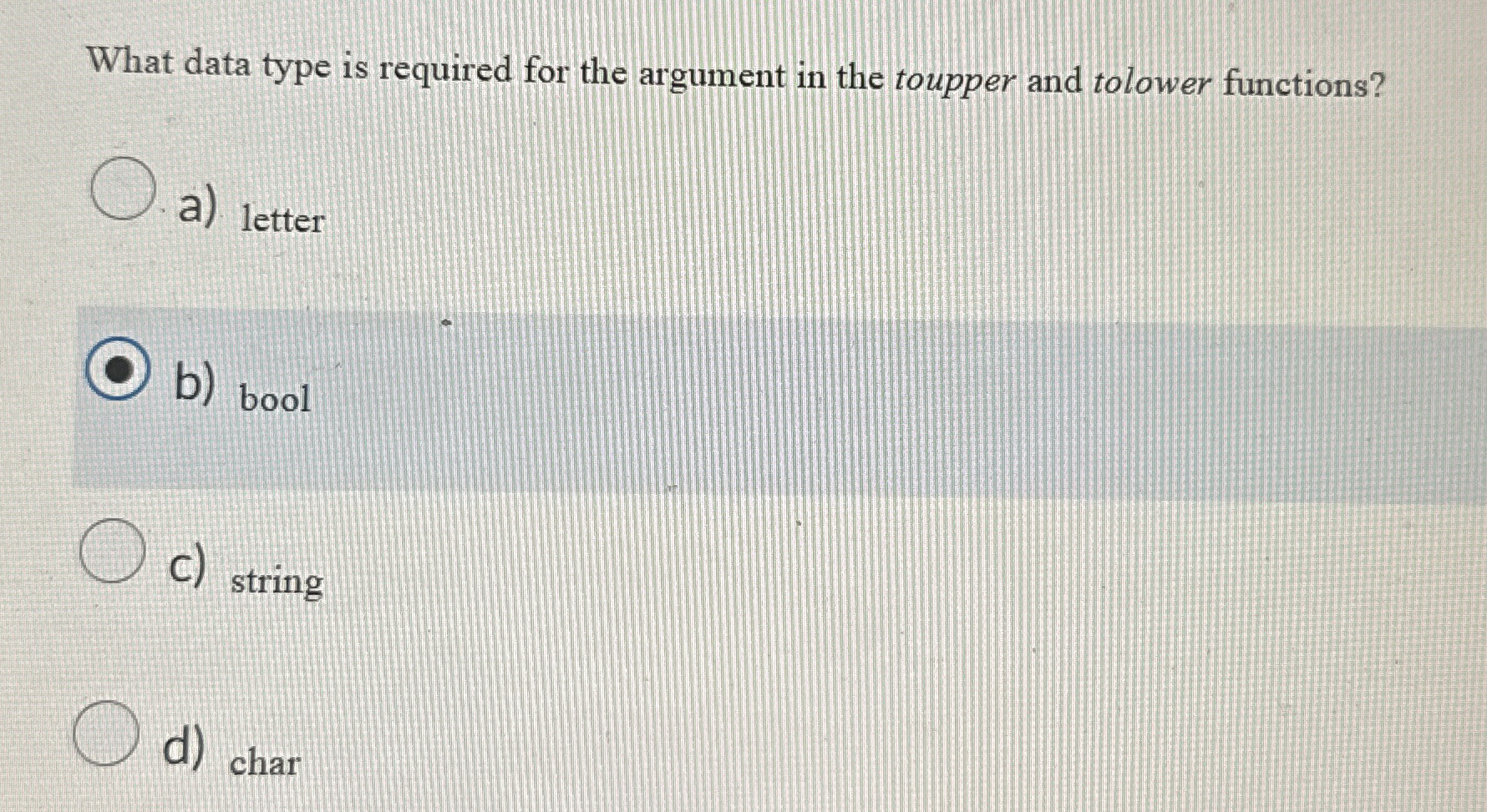 What data type is required for the argument in